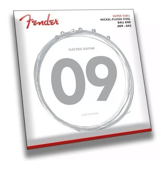 FENDER 0730250403 JUEGO CUERDAS FENDEER Super 250 Guitar Strings, Nickel Plated Steel, Ball End, 250L Gauges 