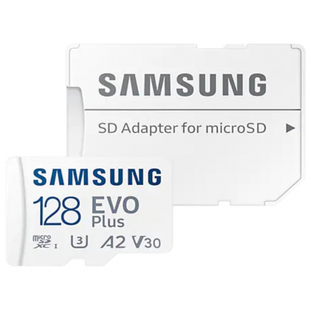 SAMSUNG MB-MC128KA Tarjeta de Memoria Samsung EVO Plus 2021 128GB microSD XC con Adaptador/ Clase 10/ 130MBs