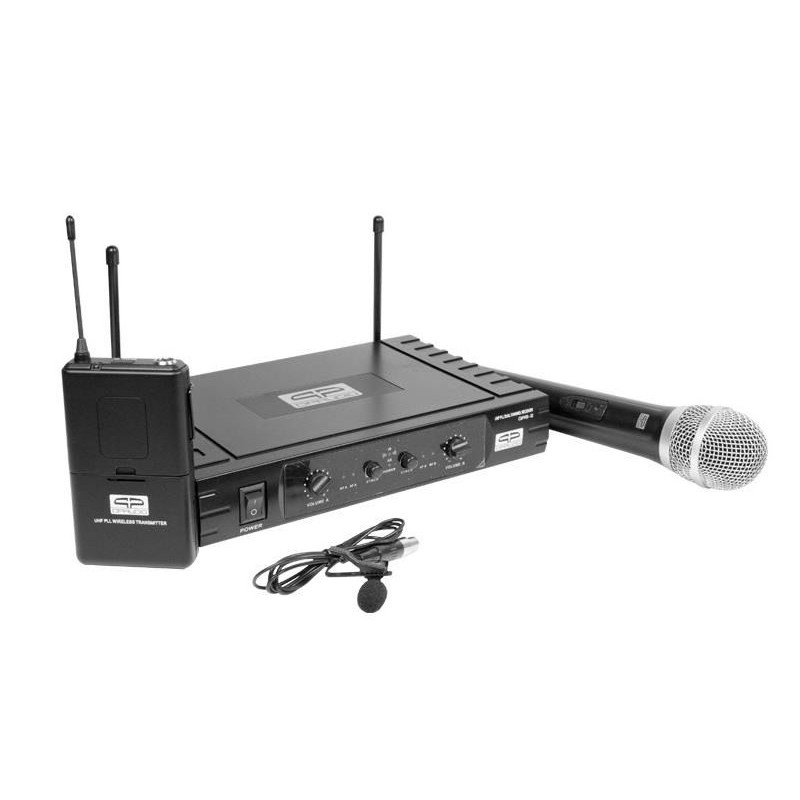 JB SYSTEMS QCS2 MICROFONO INALAMBRICO DOBLE MANO+PETACA UHF 16 CANALES