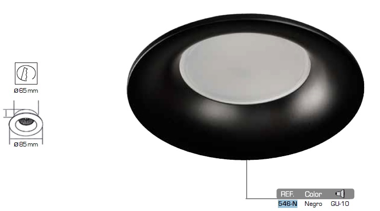 INCOLAMP 546-N ARO EMPOTRADO CONICO DE ALUMINIO NEGRO GU10