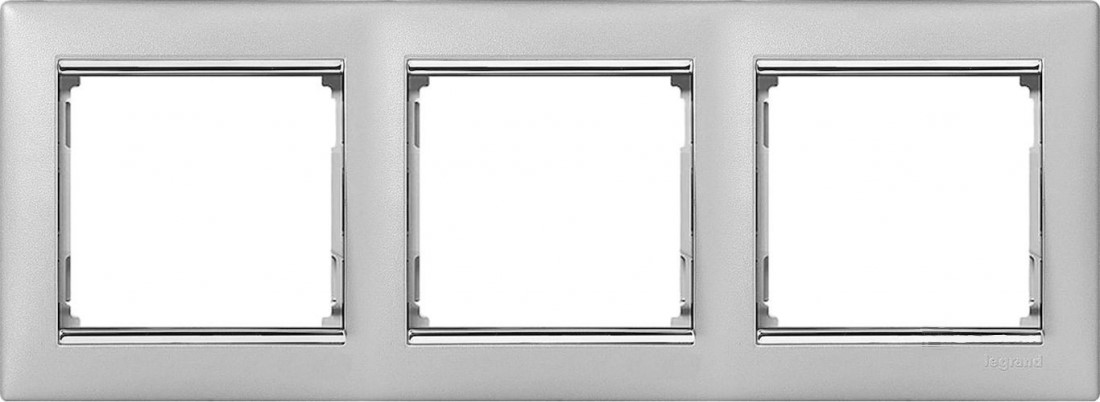 LEGRAND 770353 PLACA VALENA 3 EL.HZ.ALUMINIO/PLATA