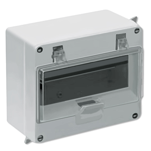 SOLERA 899 Caja estanca de distribución de 6 elementos.IP54. IK07. Color blanco y puerta fumé. Dimensi