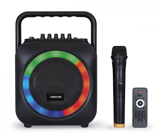 FONESTAR BOX-35LED ALTAVOZ PORTATIL KARAOKE CON MICROFONO INALAMBRICO BLUETOOTH USB 35W RMS