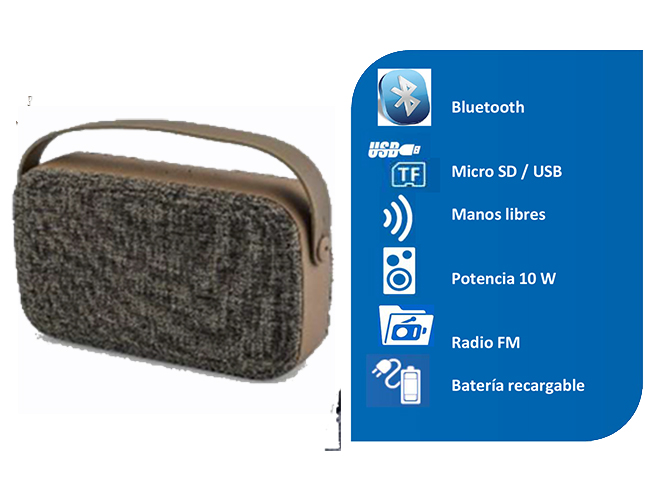 DAEWOO DBT-302BR ALTAVOZ PORTATIL BLUETOOTH DAEWOO USB/MICRO SD MANOS LIBRES COLOR MARRON
