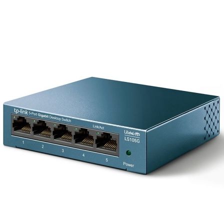TP LINK LS105G SWITCH TPL-LINK LS105G - 5 PUERTOS RJ45 10/100/1000 - NEGOCIACIÓN AUTOMATICA - CARCASA DE M