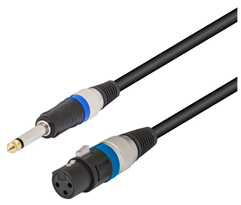 MOLGAR WIR360 Conexión XLR-Canon Hembra a Jack Macho mono de 6,3mm Macho negro 6m